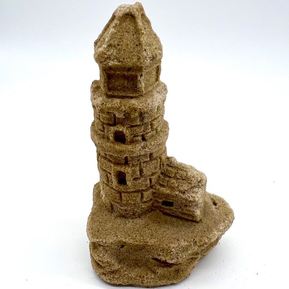 Mini Sand Lighthouse Figurine Sandcastle Coastal Tower Decor - Picture 7 of 8